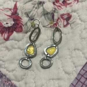 Silver and Yellow Dangle Earrings